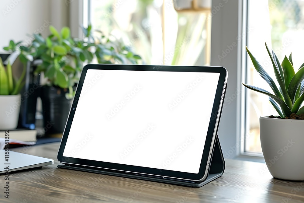 modern tablet with blank mockup screen for product display and advertisement modern tablet with blank mockup screen for product display and advertisement