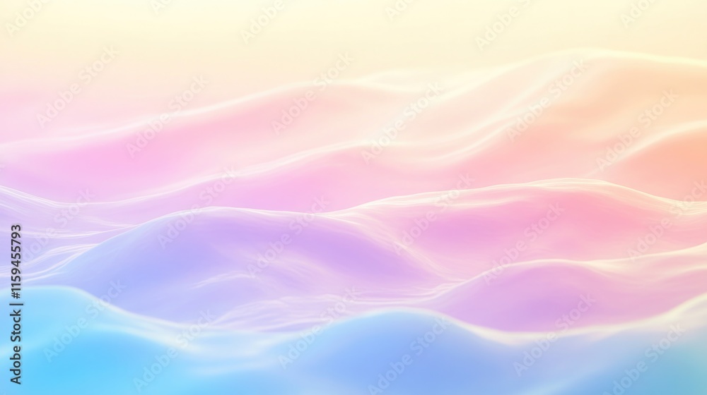 Obraz premium Soft pastel waves blend seamlessly, creating serene, dreamy atmo