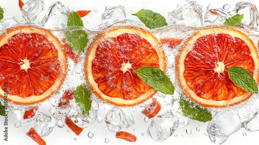 Refreshing Blood Orange Slices in Iced Water with Mint Refreshing Blood Orange Slices in Iced Water with Mint