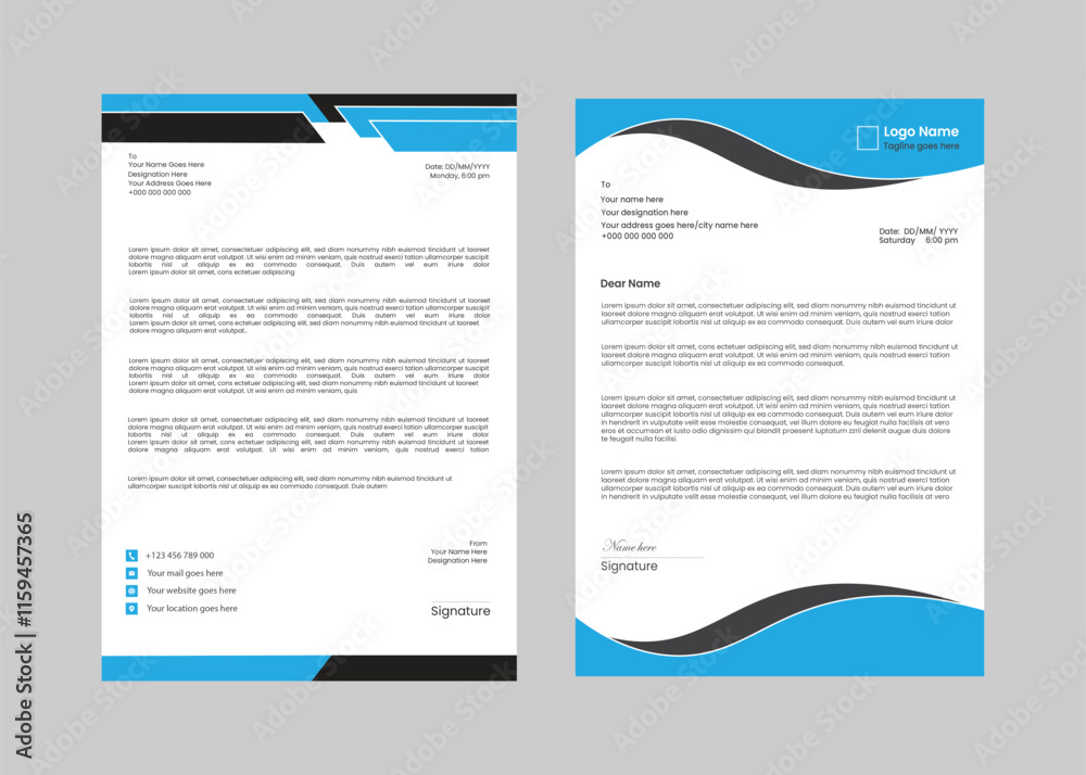 Obraz premium Clean and professional corporate company business letterhead template design bundle 