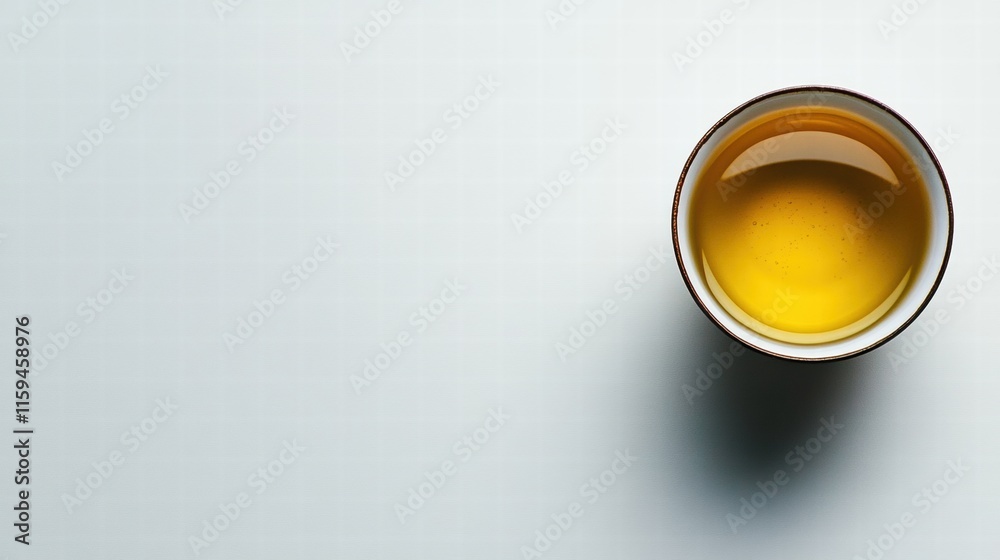 Top View of a Cup of Golden Tea on a White Background Top View of a Cup of Golden Tea on a White Background