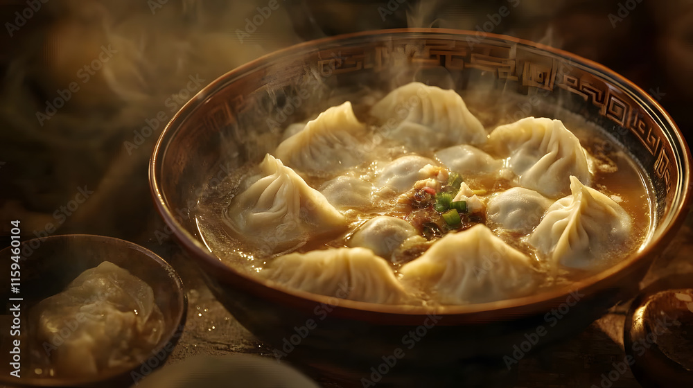 A decadently simmering bowl of dumplings bathed in a luscious, aromatic sauce, every bite promises a symphony of flavors. The juicy dumplings glisten with savory goodness, while the rich sauce gleams
A decadently simmering bowl of dumplings bathed in a luscious, aromatic sauce, every bite promises a symphony of flavors. The juicy dumplings glisten with savory goodness, while the rich sauce gleams