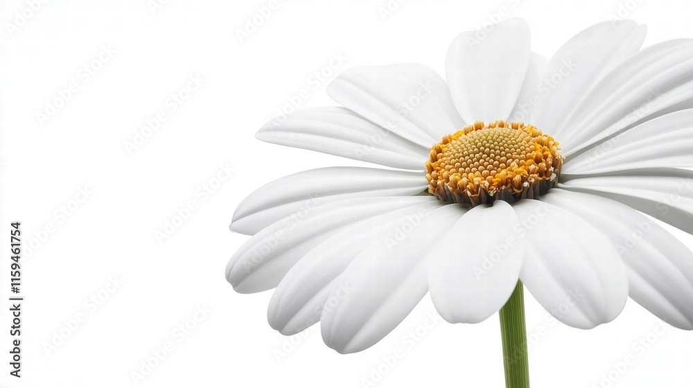 Obraz premium Single White Daisy Flower on White Background