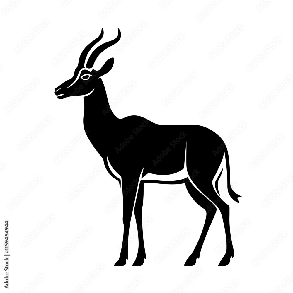 Obraz premium Graceful Antelope Silhouette Vector - Elegant Wildlife Illustration in Black and White