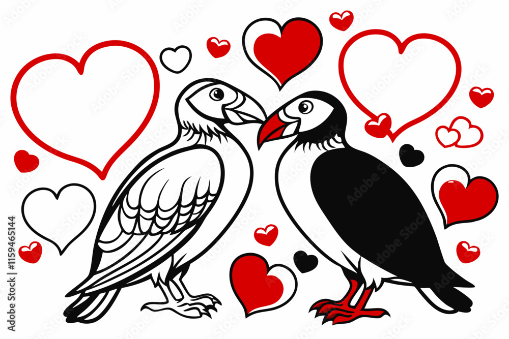 Obraz premium Discover the adorable 'Valentine Muffin Much Love' vector line art, a perfect design for Valentine's Day projects.
