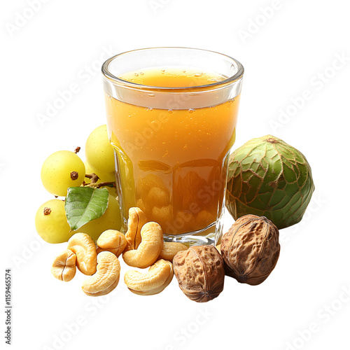 Full-Flavored Cashew and Amla Indian Gooseberry Tonic isolated on transparent background photo