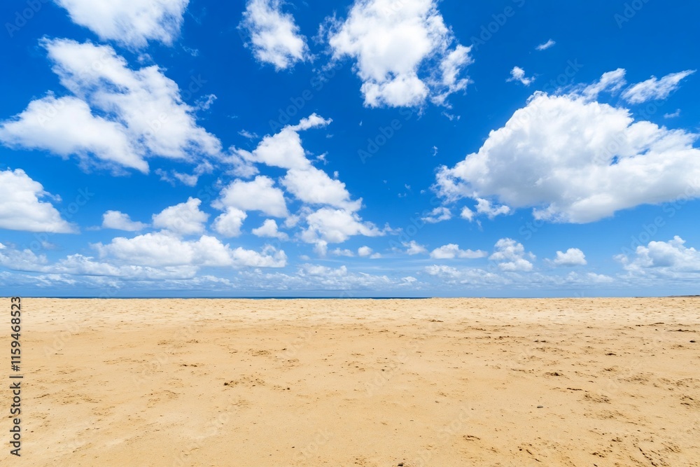 A serene beach scene with golden sand and a bright blue sky. A serene beach scene with golden sand and a bright blue sky.