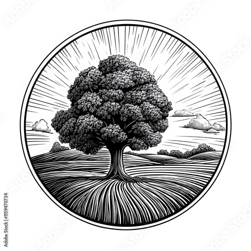 Tree black and white illustration minimalistic animal tattoo sketch