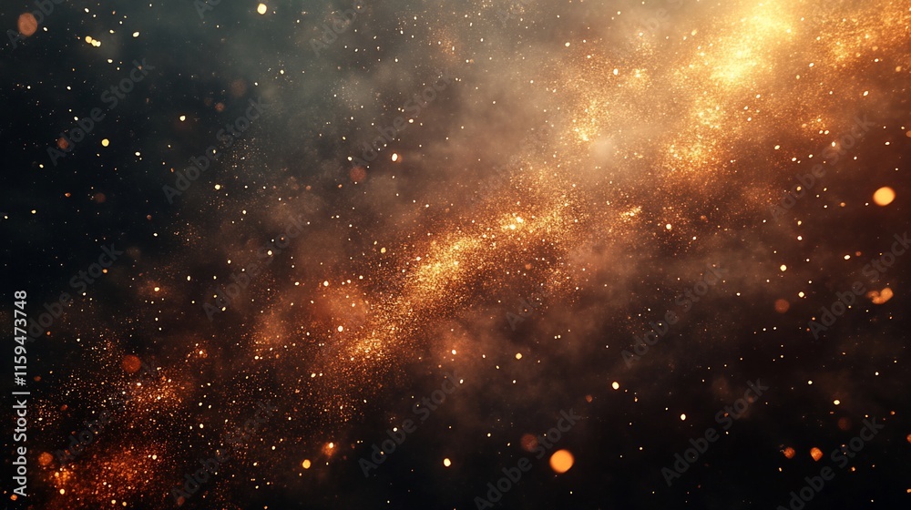 Fototapeta premium Cosmic Nebula with Orange and Gold Dust.