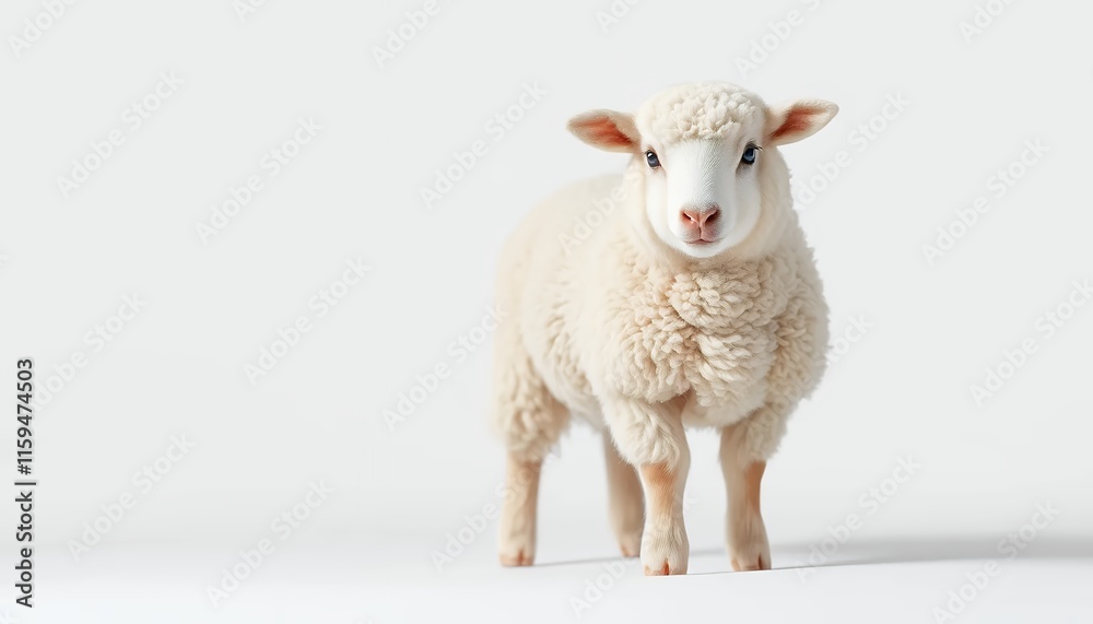 Obraz premium Innocent Lamb - a Serene Minimalist Portrait