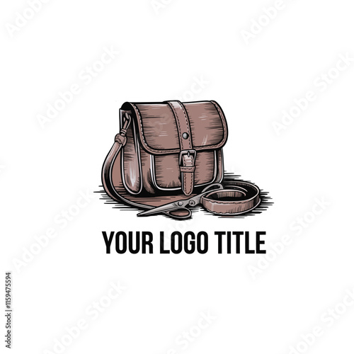 A hand-drawn leather craft company logo in a vintage style