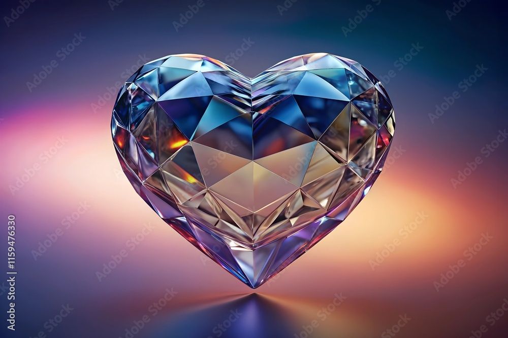 Fototapeta premium Sparkling Crystal Heart on Gradient Background
