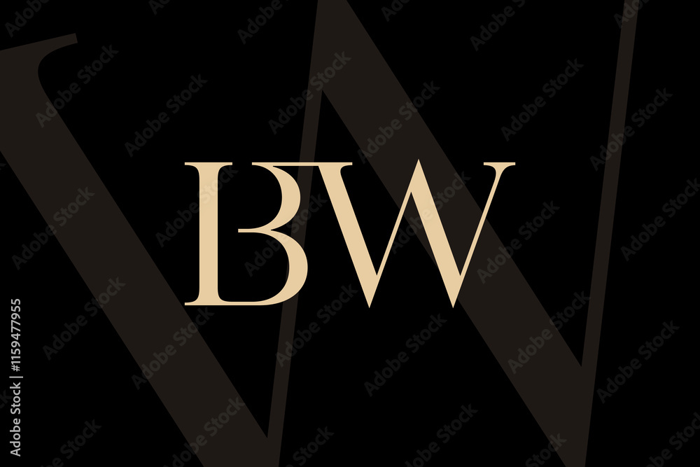 BW or WB letter logo icon design. Classic style luxury initials monogram.