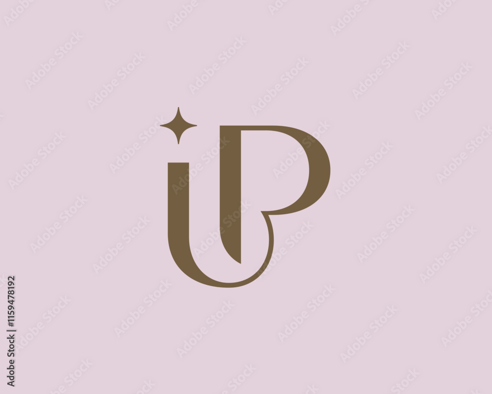 IP letter logo icon design. Classic style luxury initials monogram.