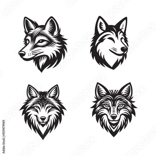 Coyote Face Silhouette Vector Set - Bold Wildlife Graphics photo