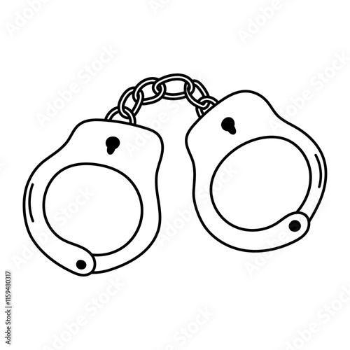 Handcuff vector icon in doodle style. Symbol in simple design. Cartoon object hand drawn isolated on white background.