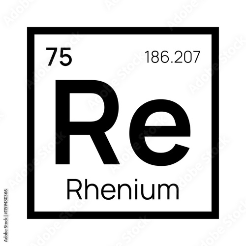 Rhenium chemical element of the periodic table. Vector isolated symbol Re