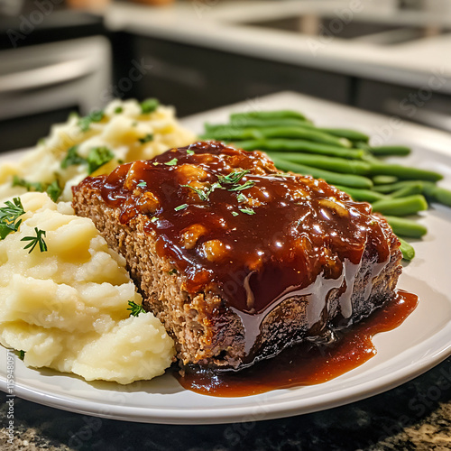 Meatloaf prepared at home in a family kitchen.