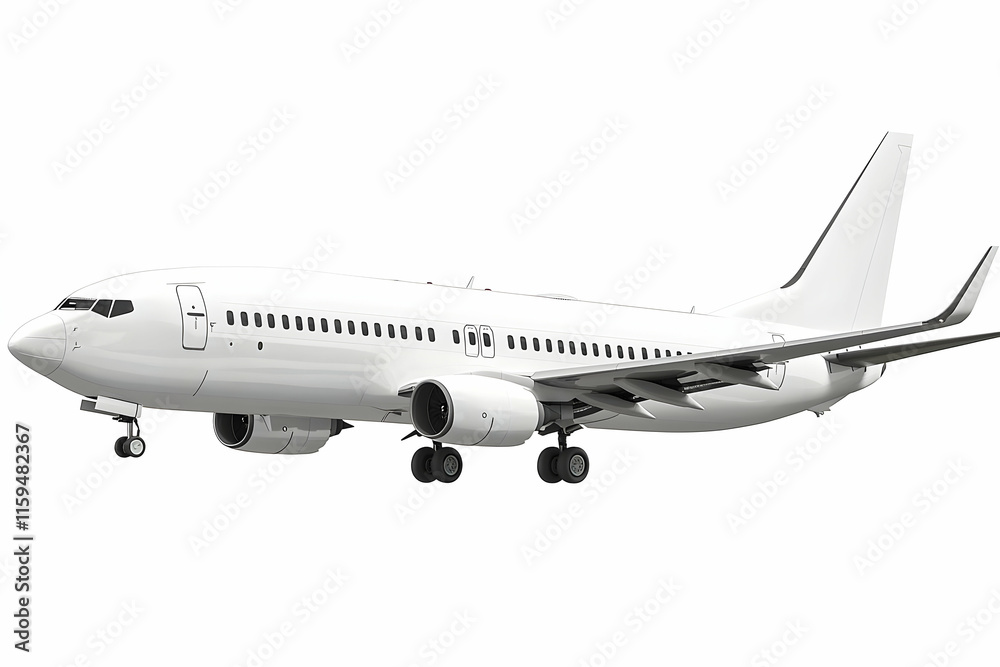 A white passenger airplane graphic displayed against a clean background, ideal for aviation mockups and design projects. A white passenger airplane graphic displayed against a clean background, ideal for aviation mockups and design projects.