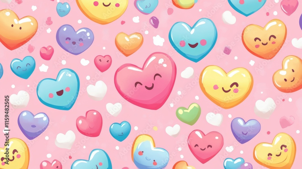 Fototapeta premium pattern, Colorful, cute hearts; vector illustration, wallpaper background 