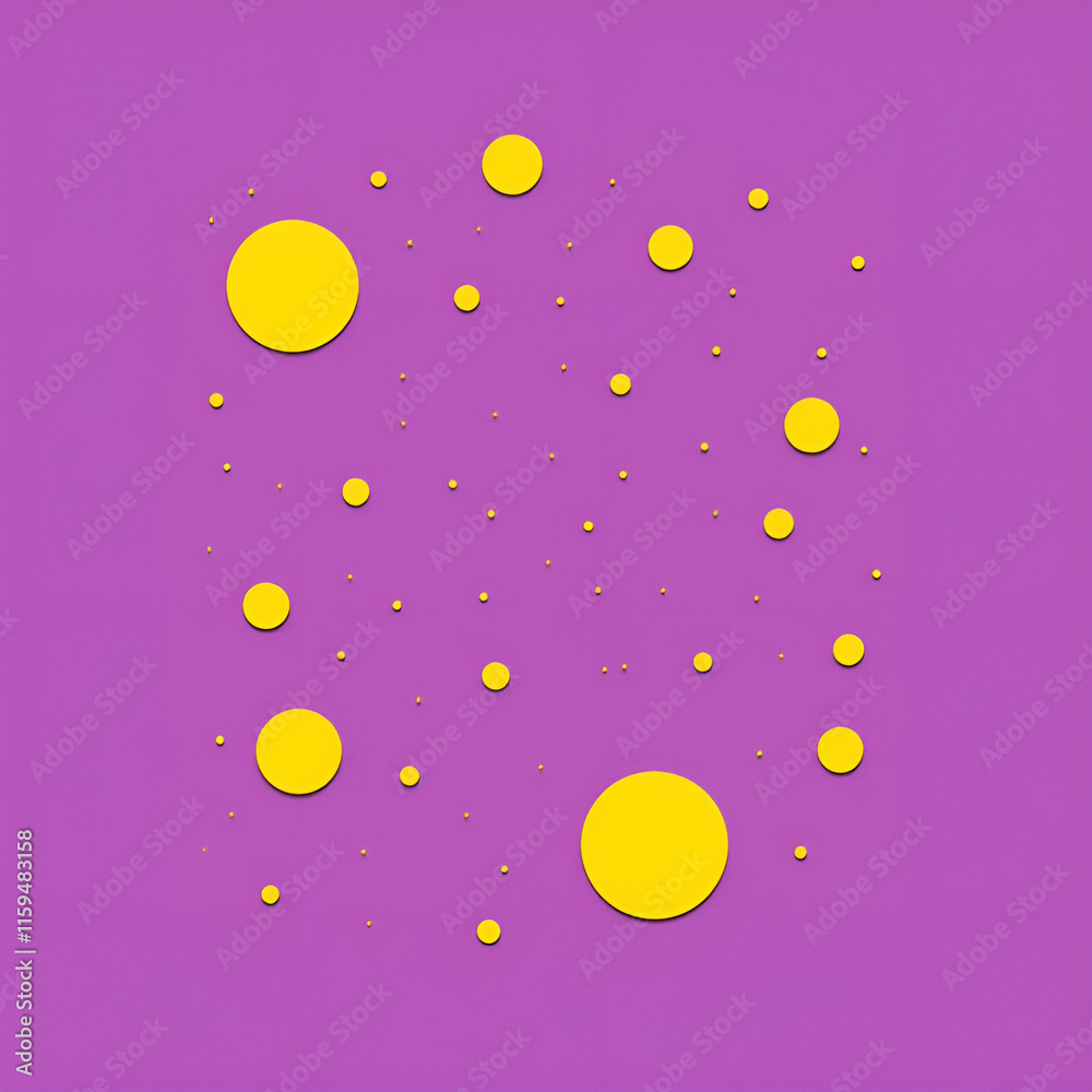 Abstract design featuring yellow circles on a vibrant purple background for modern aesthetics Abstract design featuring yellow circles on a vibrant purple background for modern aesthetics