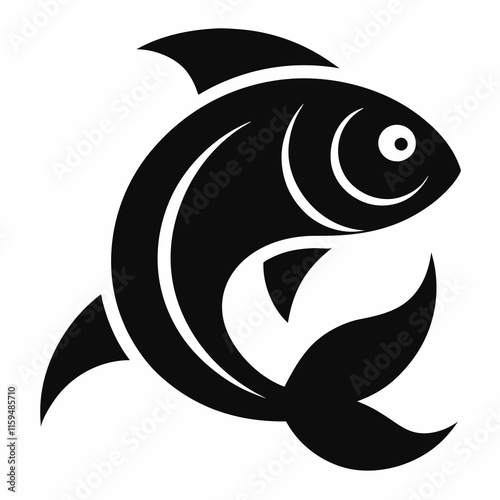 Abstract Black Fish Silhouette Design