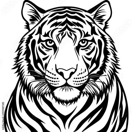 Majestic Tiger on White Background