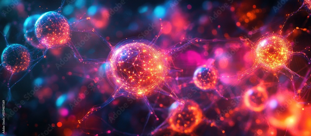 Abstract Neural Network: Vibrant Nodes and Connections Abstract Neural Network: Vibrant Nodes and Connections