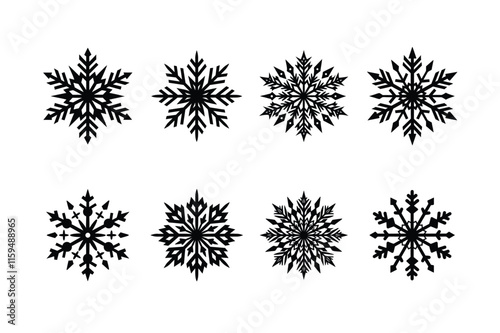 Discover winter elegant Christmas elements featuring snowflake silhouette vectors. these festive winter designs are ideal for holiday cards, banners, invitations, and digital art projects.