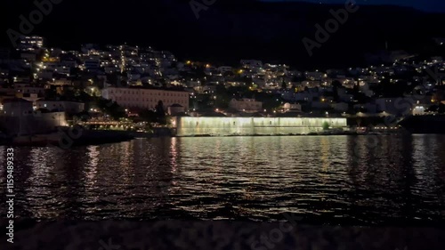 Night city near the sea