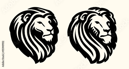Lion head emblem. Predatory animal logo symbol, vector drawing