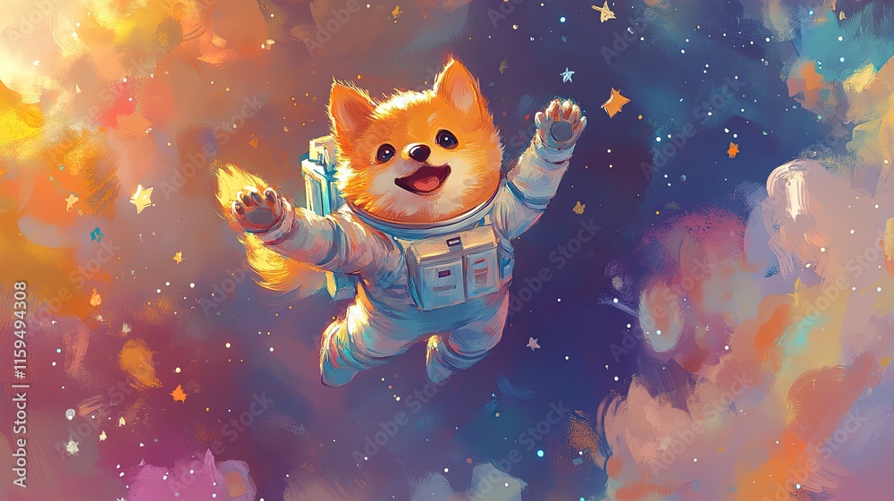 Happy Shiba Inu Astronaut Soaring Through Space Happy Shiba Inu Astronaut Soaring Through Space