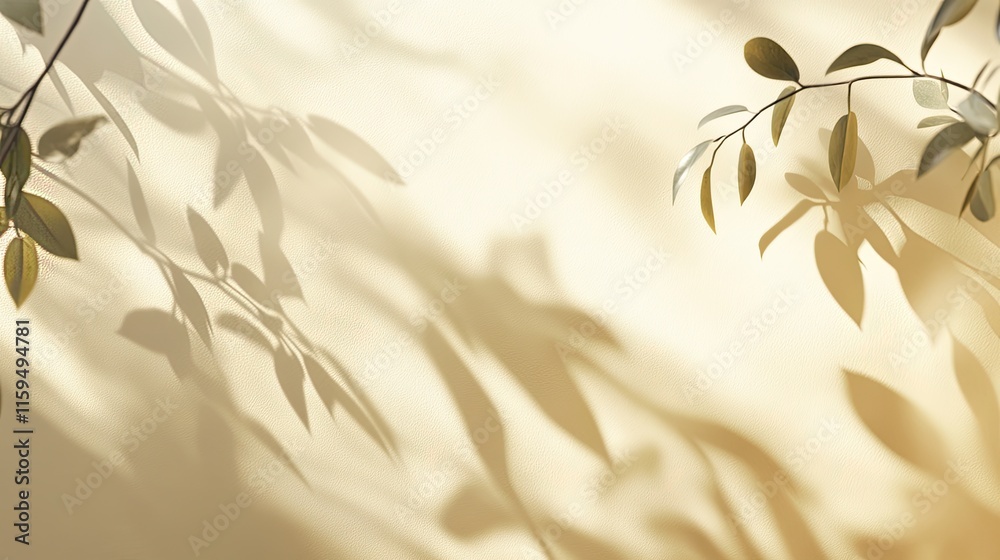 custom made wallpaper toronto digitalPale Yellow Background With Leaf Shadows and Branches