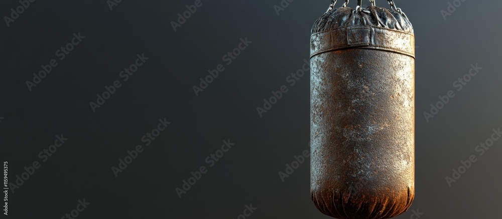 Obraz premium Vintage Rusty Punching Bag: A Symbol of Resilience and Strength