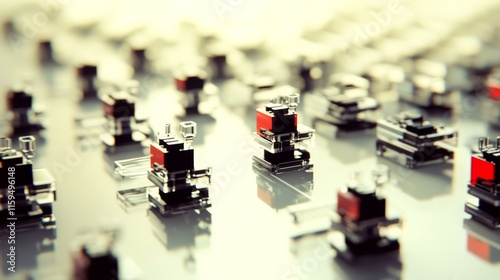 Wallpaper Mural Detailed Close-Up of Circuit Board Components Featuring Translucent Switches, Colors, and Light Reflections for Technology and Innovation Backgrounds Torontodigital.ca