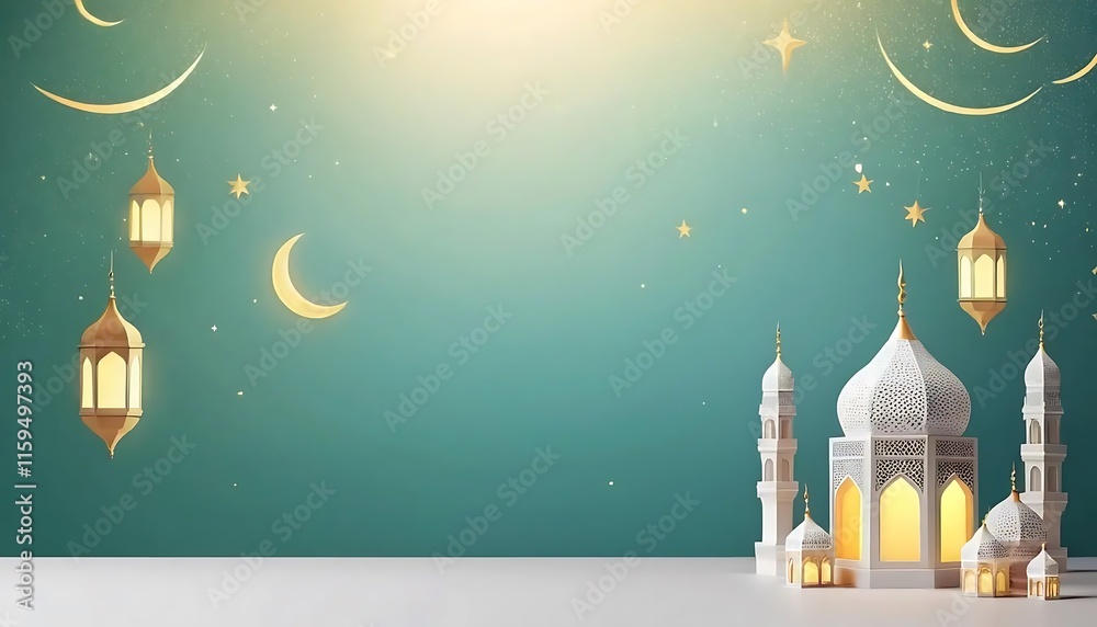 Serene Mosque Scene - Illuminated Lanterns and Celestial Dreamscape Serene Mosque Scene - Illuminated Lanterns and Celestial Dreamscape