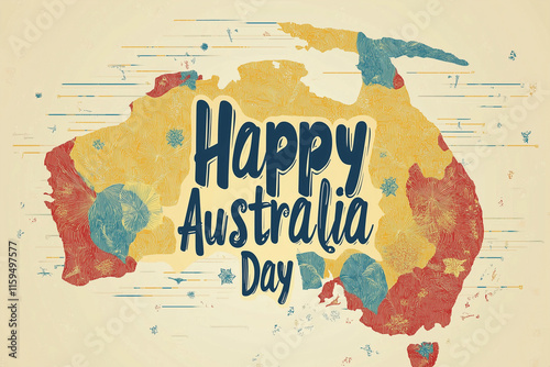 Celebrate Australia Day with a minimalist design featuring the country's outline and vibrant colors photo