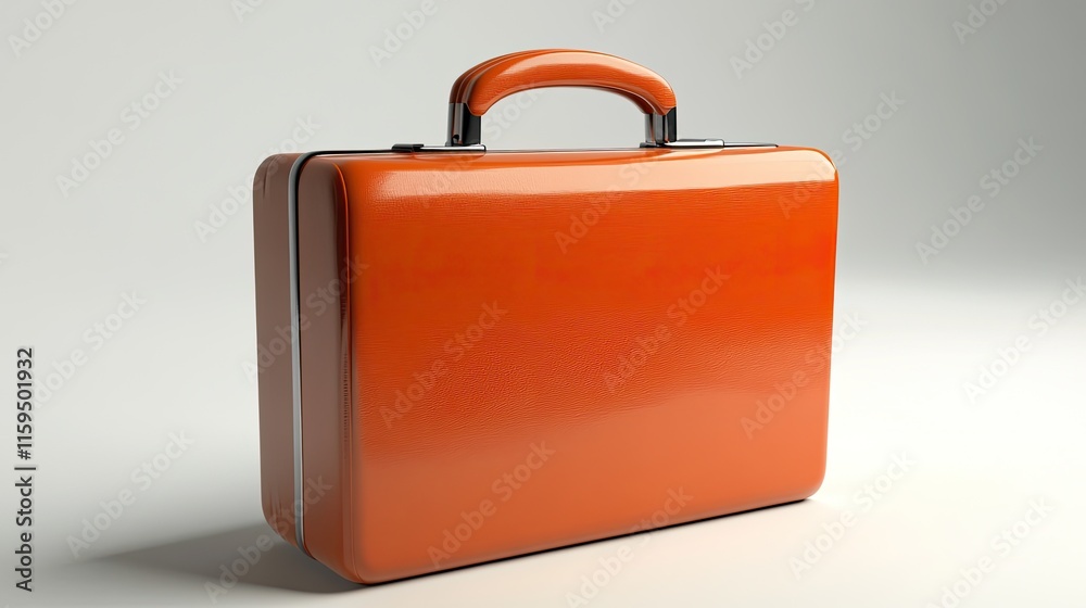 A vibrant orange briefcase sits on a plain background