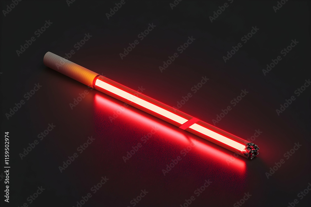 No-smoking symbol with a red line crossing over a lit cigarette to promote awareness No-smoking symbol with a red line crossing over a lit cigarette to promote awareness