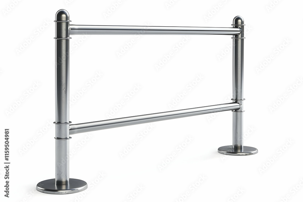 Obraz premium A metal crowd control barrier displayed against a plain or transparent backdrop, highlighting its utilitarian purpose in organizing public gatherings.