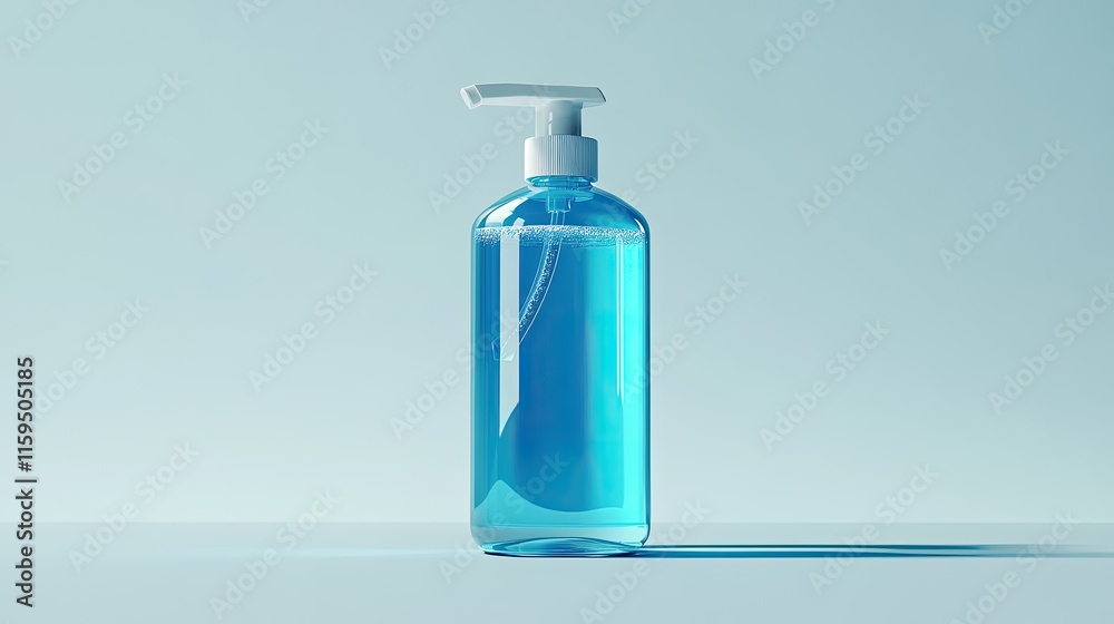 A Blue Liquid Soap Bottle With Pump Dispenser A Blue Liquid Soap Bottle With Pump Dispenser