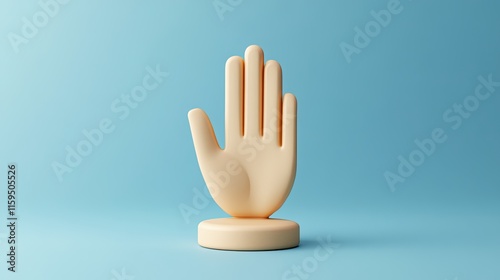 A three dimensional model of a hand on a stand