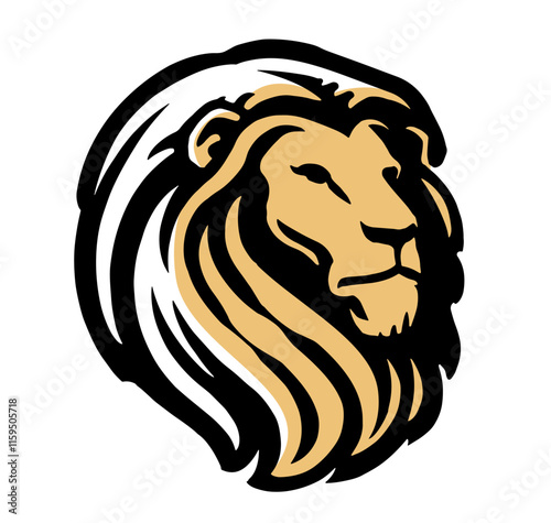Portrait of lion emblem. Head of predatory animal symbol logo. Vector illustration isolated