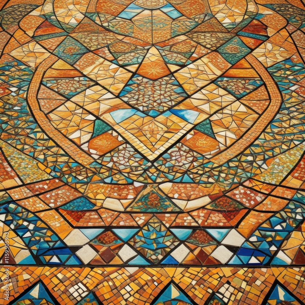 A vibrant mosaic of colorful triangles reveals A vibrant mosaic of colorful triangles reveals