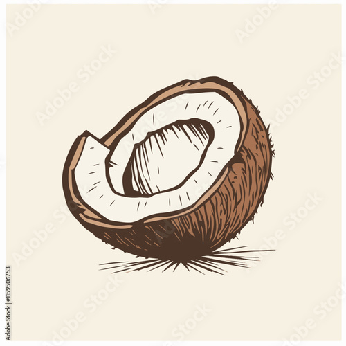 Coconut Color Line Icon. Editable Stroke.