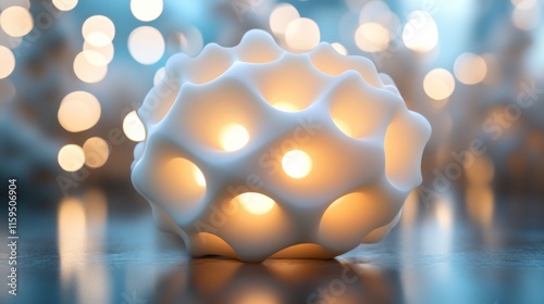 Soft and Elegant White Decorative Candle Holder with Unique Design Illuminated by Warm Glow, Perfect for Cozy Indoor Atmosphere and Modern Home Decor Inspiration photo