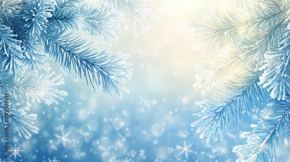Frosty Pine Branches Winter Wonderland Scene Frosty Pine Branches Winter Wonderland Scene