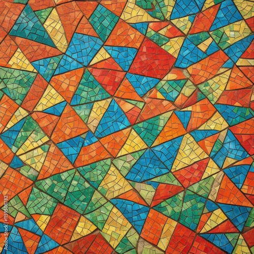 A vibrant mosaic of colorful triangles reveals