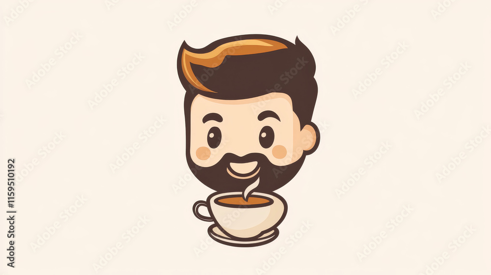 Coffee love logo icon symbol in cute fun style cartoon Coffee love logo icon symbol in cute fun style cartoon