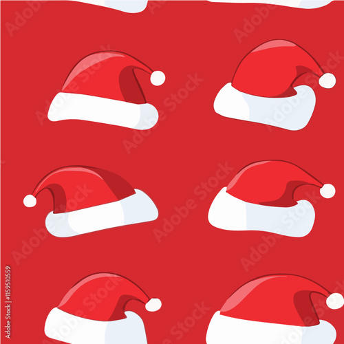 Illustration of Christmas seamless patterns with santa hat